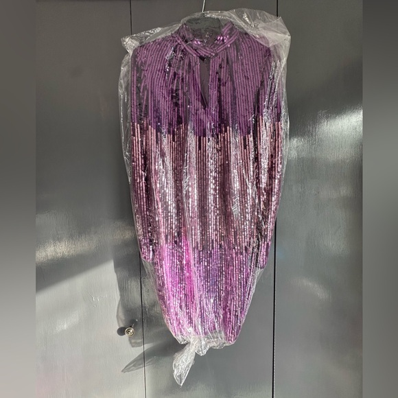 NWT Kate Spade Ombré Sequin Shift Mini Dress - Plum Tree - Size 10 - Picture 2 of 10